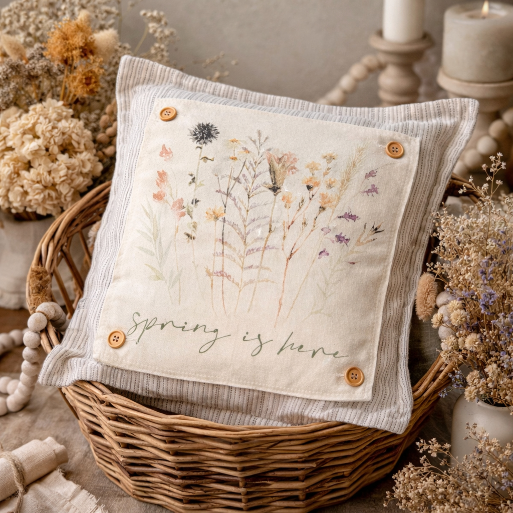 NEW! SPRING/EASTER BUNDLE: 3 seasons + TICKING FARM pillow: PRESSED FLOWERS, EASTER BASKET, JESUS TOMB