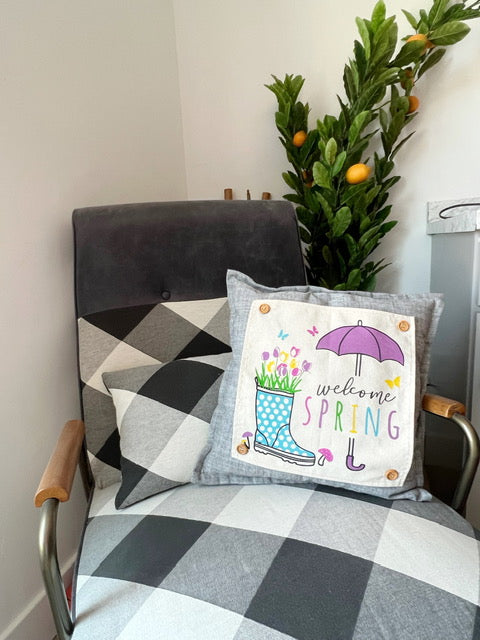 NEW! CUSTOM WINTER WEDDING BUNDLE: 3 seasons + SQUARE CHARCOAL pillow + custom last name panel LODGE, HEARTS, SPRING BOOT, CUSTOM LAST NAME PANEL