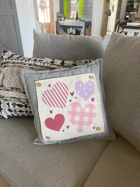 Square Holiday Panel: Pure & Simple Aesthetic Classy Clean Boho Heart Cursive Honest Natural Love Winter, Valentine's, Hearts, Red, Purple, Pink, Polk-a-dot, Stripes, Gingham, Plaid: SQUARE HEARTS;