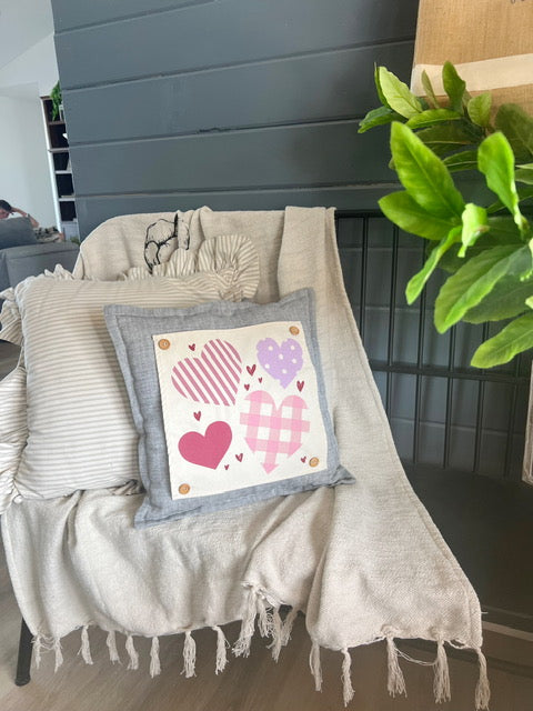 Square Holiday Panel: Pure & Simple Aesthetic Classy Clean Boho Heart Cursive Honest Natural Love Winter, Valentine's, Hearts, Red, Purple, Pink, Polk-a-dot, Stripes, Gingham, Plaid: SQUARE HEARTS;
