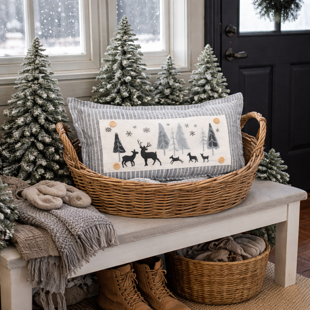 PANEL ONLY:
RECTANGLE Seasonal Panel: Winter January Decor Peace Forest Timberland Woodland Backwoods Grove Buck Thicket Tree Silent Night Wandering Wonderland DEER