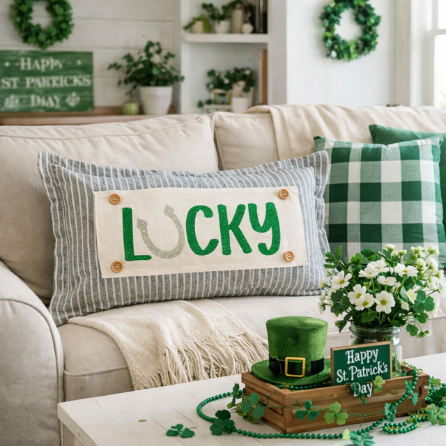 GLITTER PANEL ONLY: RECTANGLE, Irish Kisses & Shamrock Wishes; Spring St. Patrick's Day, GLITTER LUCKY
