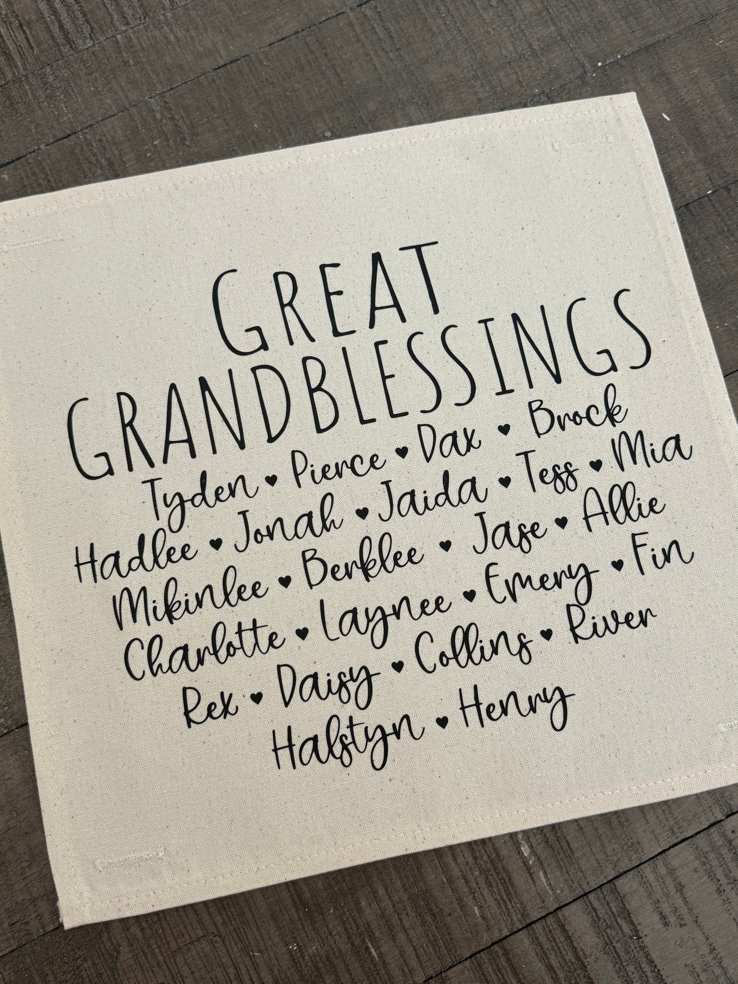 SQUARE Custom Memory Panel: GrandBlessings Family Name Monogram Grandkids SQUARE CUSTOM PANEL