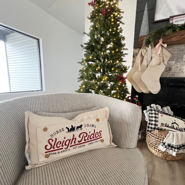 NEW! Holiday Panel: Winter; Vintage Christmas Santa Sleigh One Horse Drawn Ride; SLEIGH RIDE