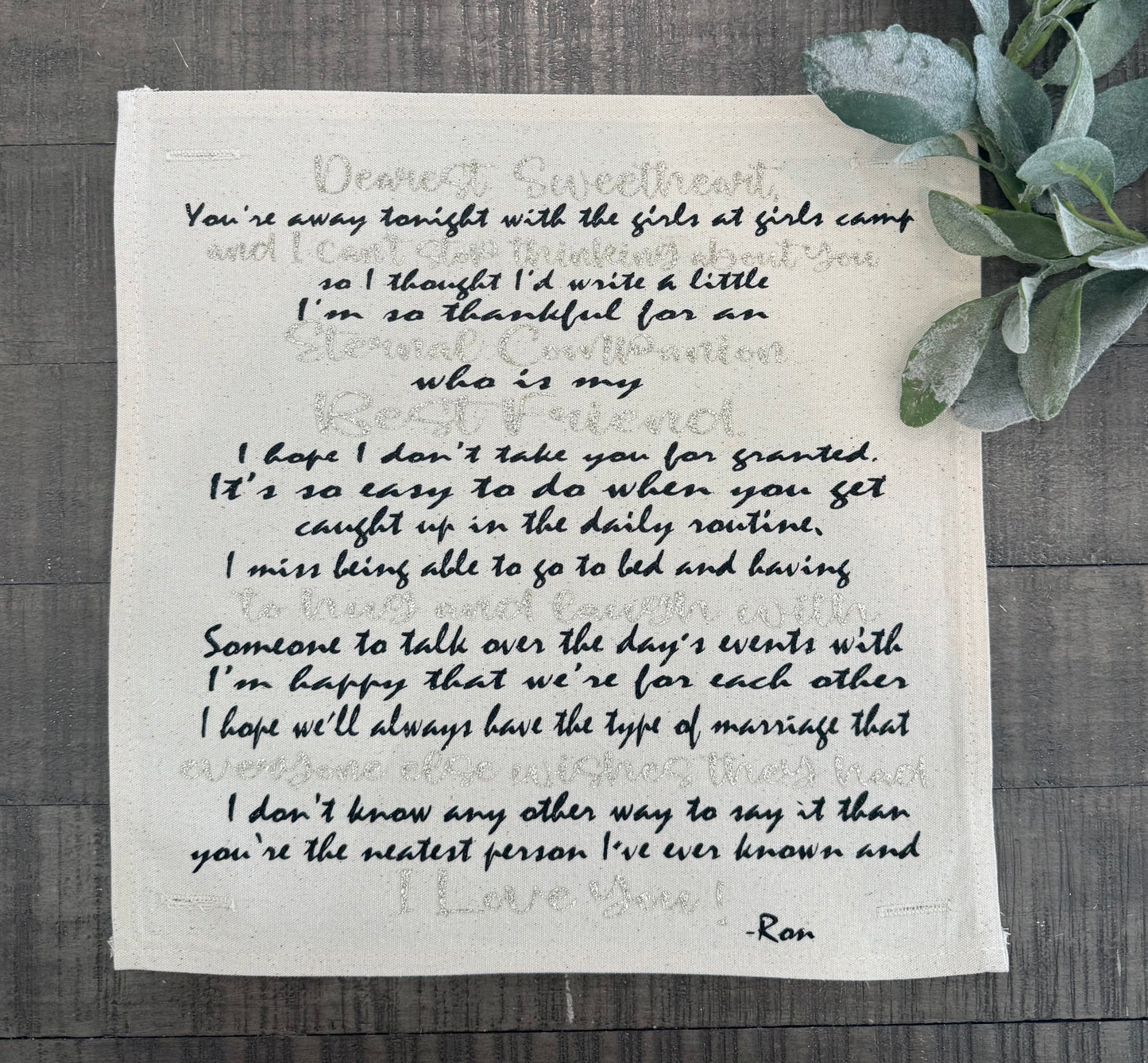 SQUARE Custom Memory Panel: Graduation, Love Thought Favorite Scripture GrandBlessing Family Name Monogram SQUARE CUSTOM PANEL