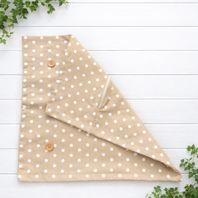 COVER ONLY: SQUARE Tan and white spots polka dot Pillow; WHITE/TAN POLKA-DOT PILLOW COVER ONLY (no insert)
