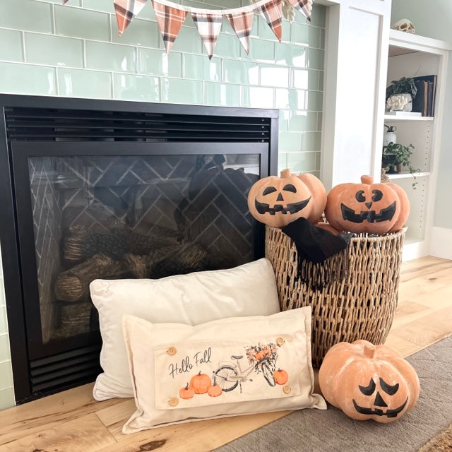 PARTY PACKAGE BUNDLE: Holiday Panel Thanksgiving November Fall Autumn, farmhouse charcoal runner: HARVEST WHEAT / VINTAGE FALL PUMPKIN BIKE + CHARCOAL/CREAM TABLE RUNNER