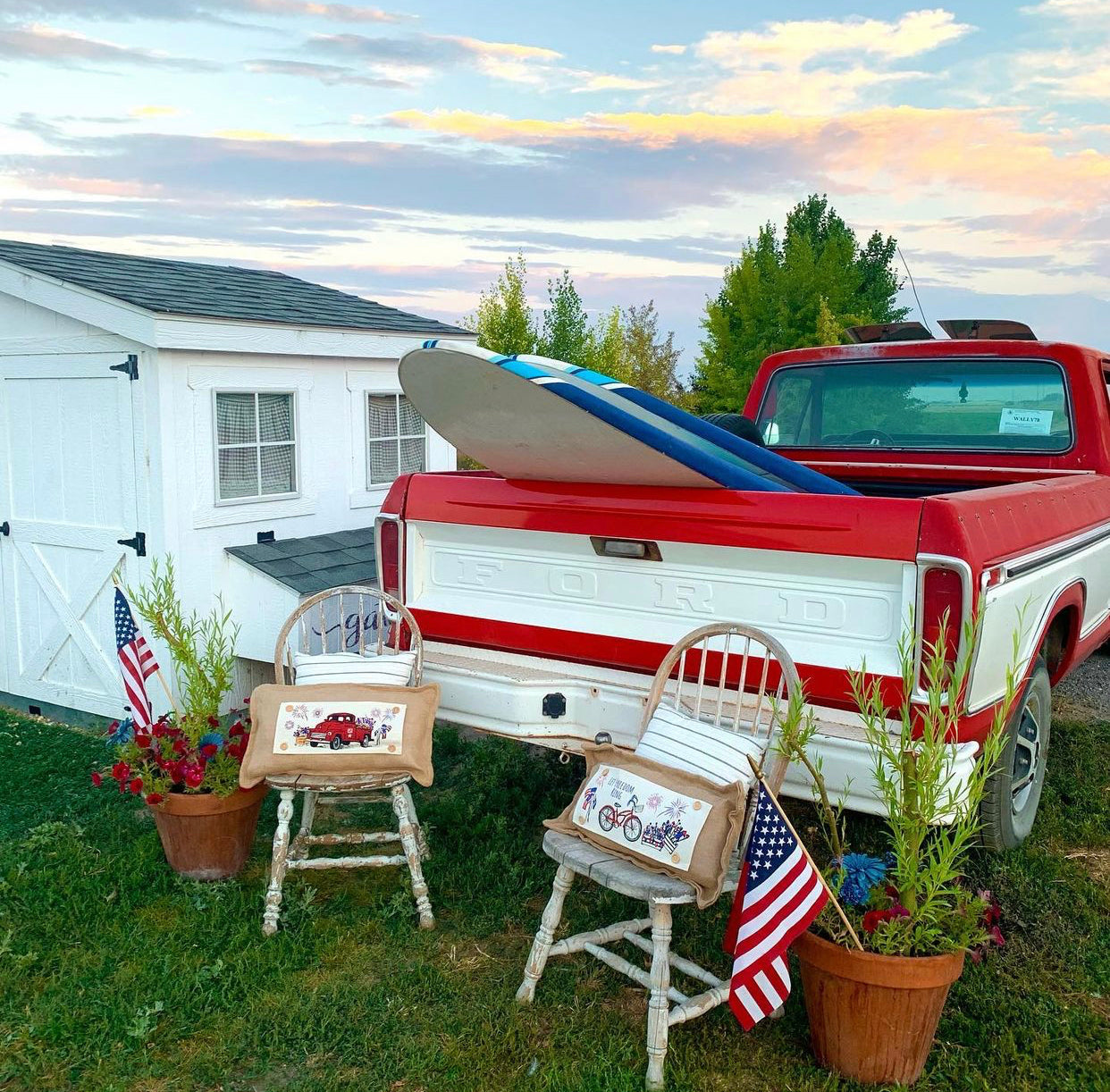 Holiday Panel: Summer; Father's Day Dad Fireworks Vintage Classic Old Red Truck; FIREWORK TRUCK