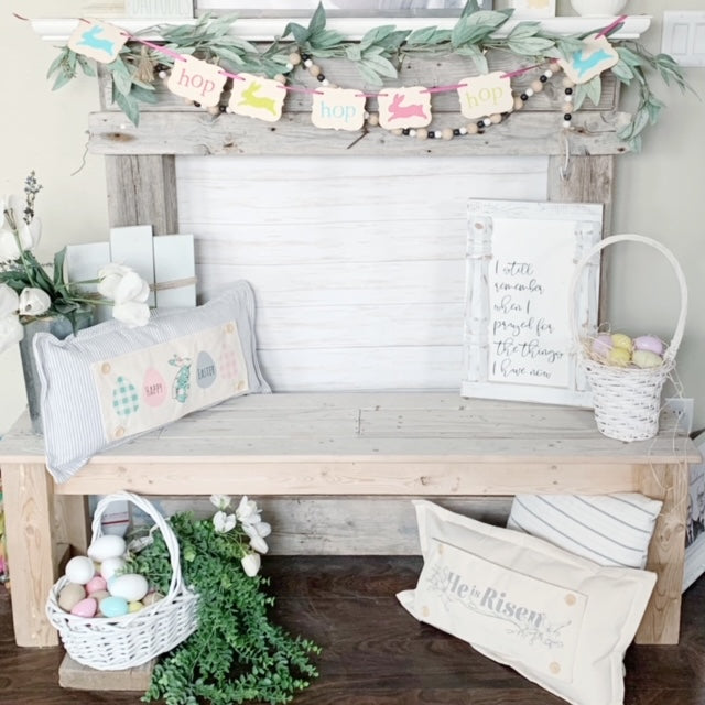 Holiday Panel: Spring, Farmhouse, Christ, Christian, Religion, Tomb, Lillies, Thorns, Atonement, Peace, Joy, Hope, Love; HE IS RISEN