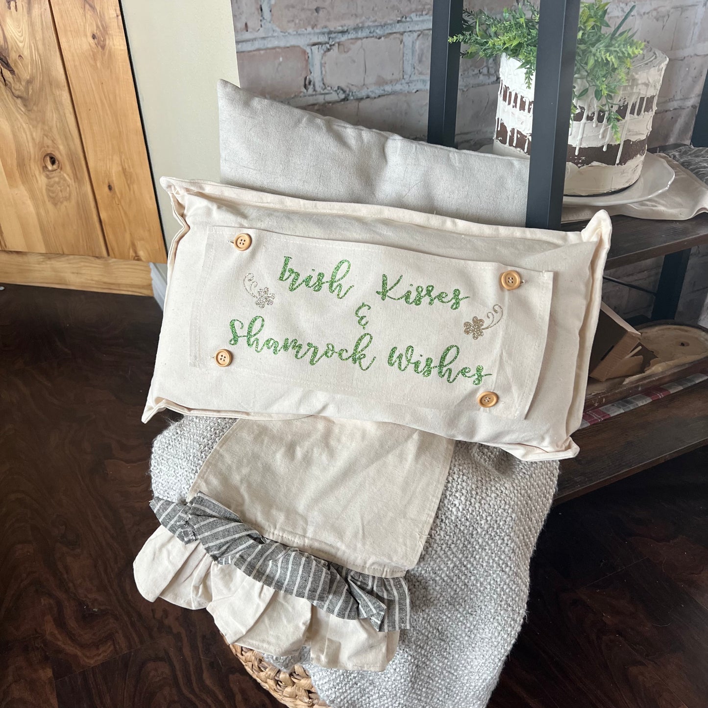 SEASONAL BUNDLE SET: Natural Cream Boho Pillow (comes with foam insert and these 4 panels in back pocket); Winter Spring Summer Fall Autumn: GATHER TOGETHER, EASTER TRUCK, SUMMER FLIP FLOPS, FARM FRESH CHRISTMAS TREES
