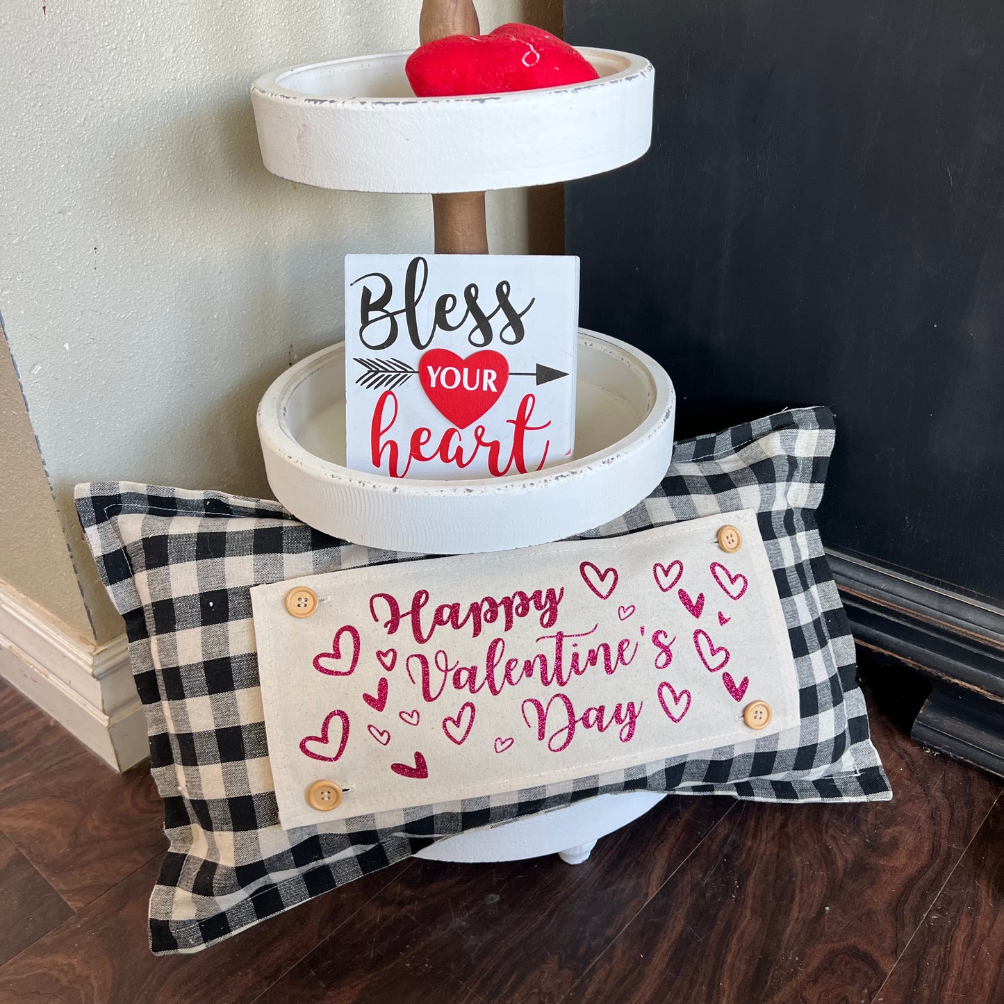 Glitter Holiday Panel: Winter, Cherry Pink, Love, Spouse, Partner; PINK HAPPY VALENTINE'S DAY