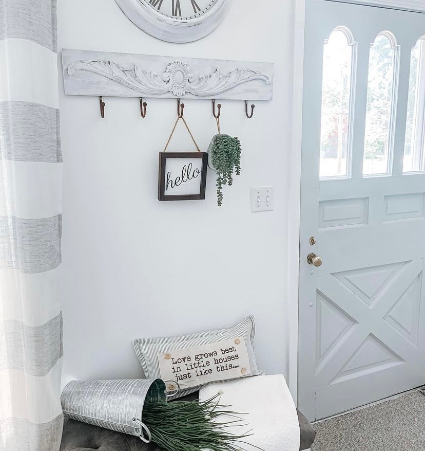 Pillow ONLY (with fluffy insert): Farmhouse Gray/White Ticking Stripes: GRAY/WHITE STRIPES TICKING PILLOW (with insert)