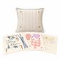 NEW! SQUARE BUNDLE SET: TICKING STRIPES PILLOW (comes with foam insert and these 3 panels in back pocket); Winter : SKI BENCH, HEARTS, PRESSED FLOWERS
