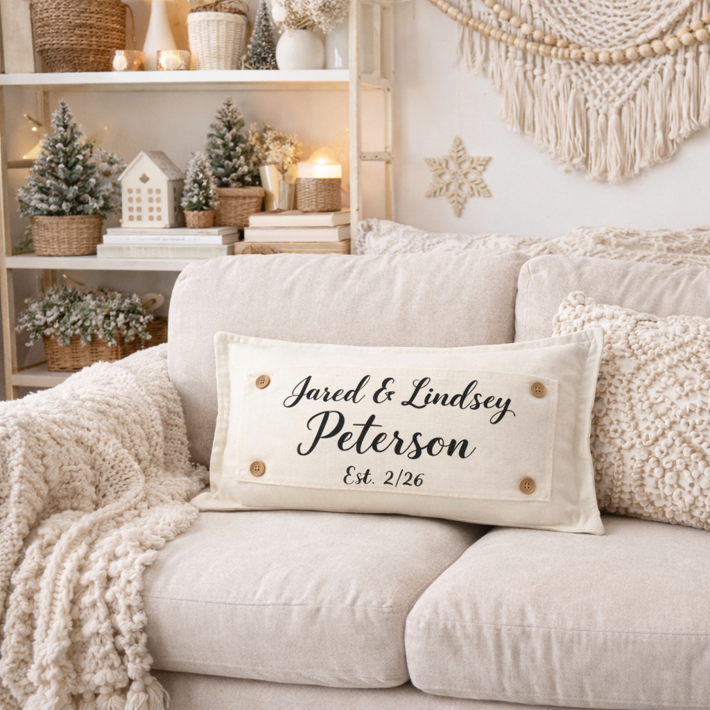NEW! CUSTOM WINTER WEDDING BUNDLE 26:  3 seasons +BOHO pillow + custom last name panel: WHITE CLOVER, BE MY VALENTINE, DEER, CUSTOM LAST NAME PANEL