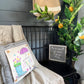 **SPECIAL COMBO OF THE WEEK:  SQUARE SPRING PANEL AND GRAY PILLOW: Flowers Tulip Vintage Floral RAINBOOTS UMBRELLA AND GRAY SQUARE PILLOW