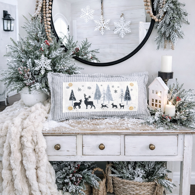 NEW! CUSTOM WINTER WEDDING BUNDLE 26:  3 seasons +BOHO pillow + custom last name panel: WHITE CLOVER, BE MY VALENTINE, DEER, CUSTOM LAST NAME PANEL