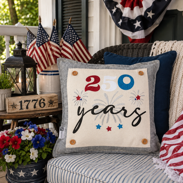 LIMITED TIME!!  250 YEARS GLITTER PANEL ONLY: SQUARE Summer BBQ American America Flag Old Glory Sparkly 250 YEARS