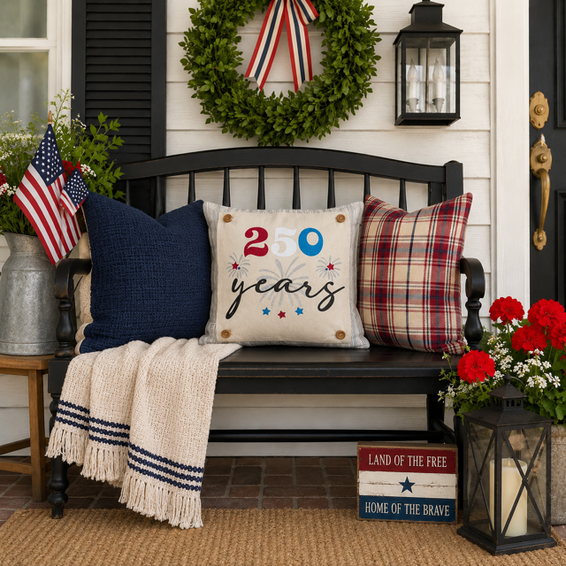 LIMITED TIME!!  250 YEARS GLITTER PANEL ONLY: SQUARE Summer BBQ American America Flag Old Glory Sparkly 250 YEARS
