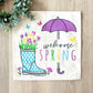 **SPECIAL COMBO OF THE WEEK:  SQUARE SPRING PANEL AND GRAY PILLOW: Flowers Tulip Vintage Floral RAINBOOTS UMBRELLA AND GRAY SQUARE PILLOW