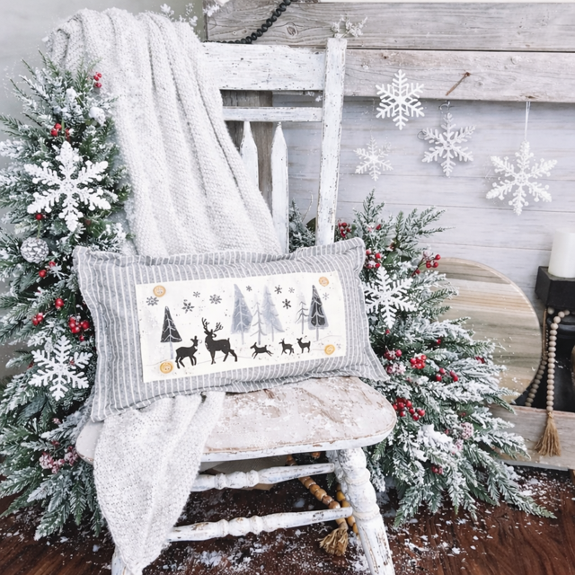 NEW! WINTER BUNDLE 26:  3 seasons + CHARCOAL/GALVINIZED STRIPES pillow, FLORAL BUNNIES / BE MY VALENTINE / DEER