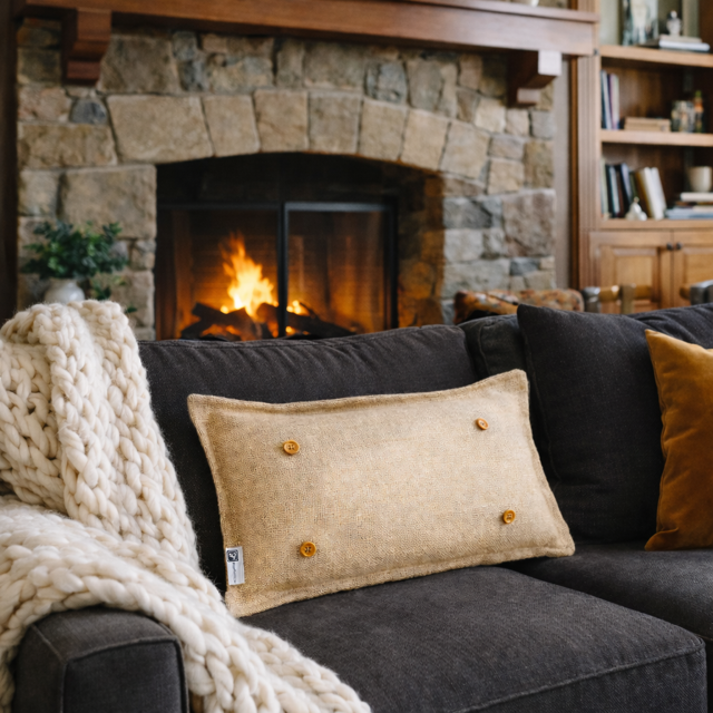 PILLOW ONLY (with fluffy insert): Country Idaho Potato Sack Burlap: RECTANGLE BURLAP PILLOW (with insert)