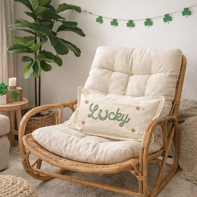 PANEL ONLY: RECTANGLE Holiday Spring, St. Patrick's Day, March 17th Leprechaun, Horse Shoe, Green, Irish, VINTAGE WORN LUCKY