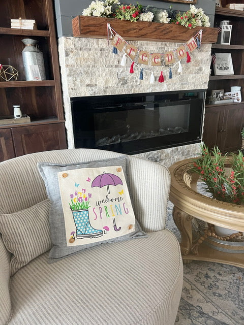 NEW! CUSTOM WINTER WEDDING BUNDLE:  3 seasons + SQUARE CHARCOAL pillow + custom last name panel LODGE, HEARTS, SPRING BOOT, CUSTOM LAST NAME PANEL