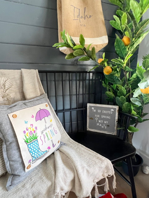 NEW! CUSTOM WINTER WEDDING BUNDLE:  3 seasons + SQUARE CHARCOAL pillow + custom last name panel LODGE, HEARTS, SPRING BOOT, CUSTOM LAST NAME PANEL