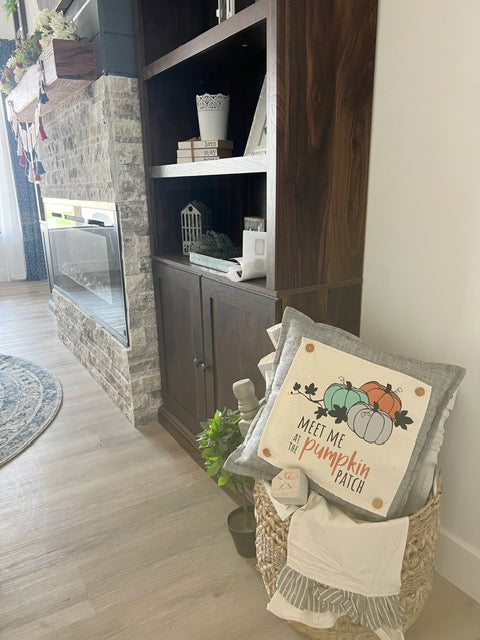 NEW! Custom Fall Wedding Gift Bundle:  2 seasons + SQUARE TICKING STRIPE pillow + custom last name panel: PUMPKIN PATCH, STATION WAGON, CUSTOM LAST NAME PANEL