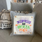 NEW! SQUARE BUNDLE SET: Charcoal Gray Solid Pillow (comes with foam insert and these 3 panels in back pocket); Winter Spring Summer Fall Autumn:  HOCUS POCUS, PUMPKIN PATCH, STATIONWAGON