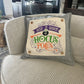 NEW! SQUARE BUNDLE SET: Charcoal Gray Solid Pillow (comes with foam insert and these 3 panels in back pocket); Winter Spring Summer Fall Autumn:  HOCUS POCUS, PUMPKIN PATCH, STATIONWAGON