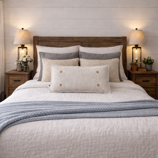 PILLOW ONLY (with fluffy insert): Farmhouse Gray/White Ticking Stripes: RECTANGLE GRAY/WHITE STRIPES TICKING  PILLOW (with insert)