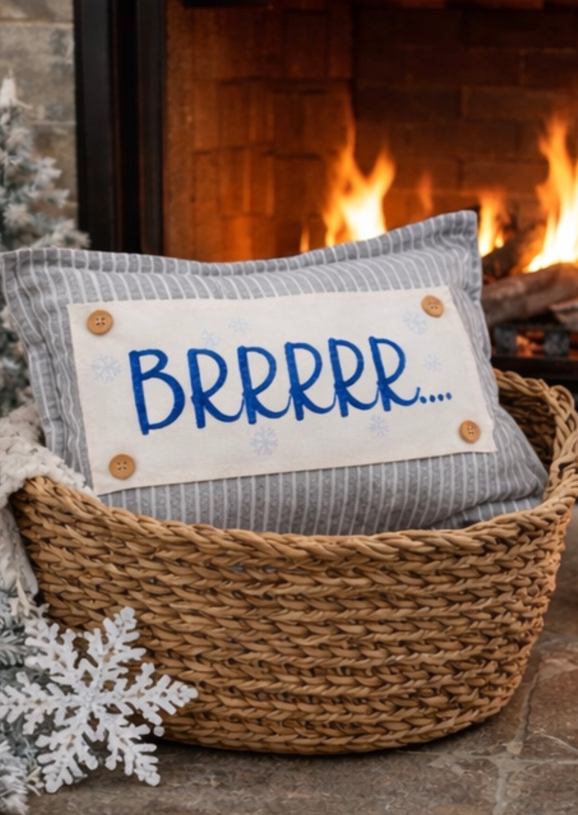 PANEL ONLY:  RECTANGLE NEW!  Glitter Holiday Panel: Winter January Christmas Blue Brr Cold Snowflake Silver BRRR