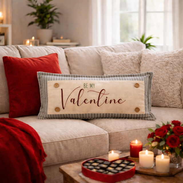 PANEL ONLY: RECTANGLE Holiday Panel:  Simple Romantic Classy Love Kisses Clean Boho Heart Cursive Candlelight Natural Love Winter; BE MY VALENTINE