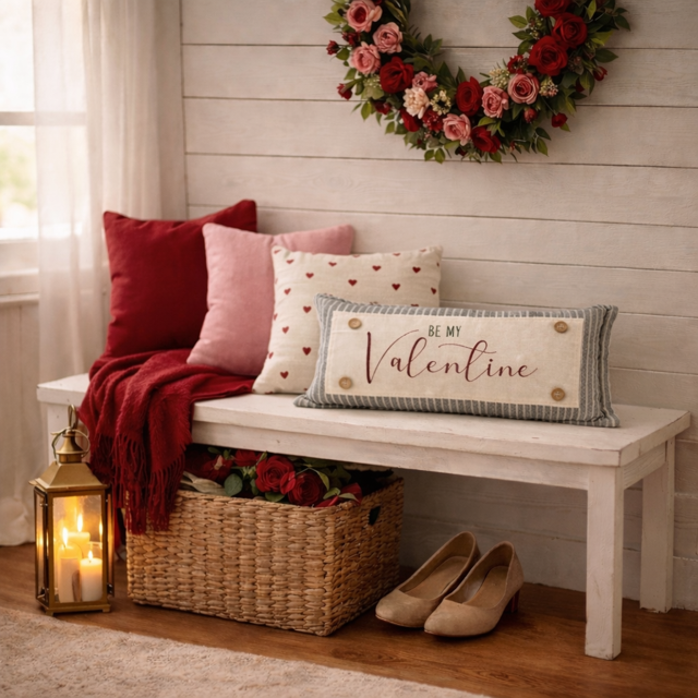 PANEL ONLY: RECTANGLE Holiday Panel:  Simple Romantic Classy Love Kisses Clean Boho Heart Cursive Candlelight Natural Love Winter; BE MY VALENTINE