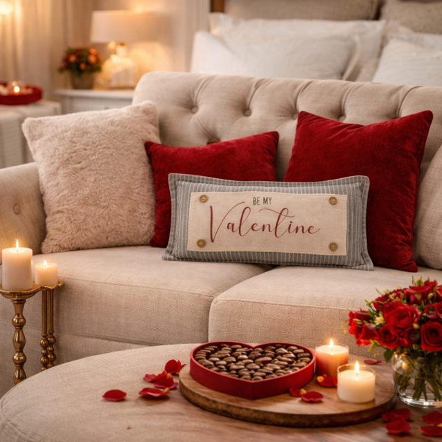 PANEL ONLY: RECTANGLE Holiday Panel:  Simple Romantic Classy Love Kisses Clean Boho Heart Cursive Candlelight Natural Love Winter; BE MY VALENTINE