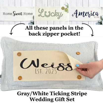 BOHO Custom Wedding Gift Bundle:  3 seasons + Boho pillow + custom last name panel & LEMON CITRUS / WHEAT / NATIVITY / CUSTOM PANEL/ BOHO PILLOW