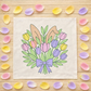 MISFIT PANEL ONLY: SQUARE Spring Happy Easter Bunny, pastels, flowers, tulips, BUNNY EARS