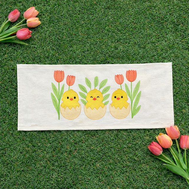 PANEL ONLY: RECTANGLE Spring, Easter bunny, Baby animals, Egg; EASTER EGGS HATCHED CHICKS