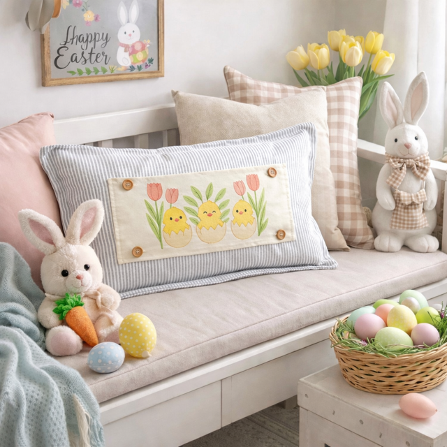 PANEL ONLY: RECTANGLE Spring, Easter bunny, Baby animals, Egg; EASTER EGGS HATCHED CHICKS