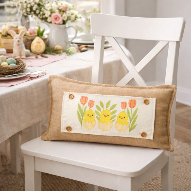 PANEL ONLY: RECTANGLE Spring, Easter bunny, Baby animals, Egg; EASTER EGGS HATCHED CHICKS