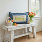 PILLOW ONLY RECTANGLE denim country blue with white polka dots: BLUE POLKA-DOT PILLOW (with fluffy insert)