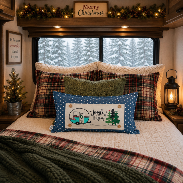 PANEL ONLY:  RECTANGLE Holiday Panel: Vintage, Winter, Jingle All The Way, Caravans, Wreath, Home Sweet Home, Home For The Holidays; CHRISTMAS CAMPER