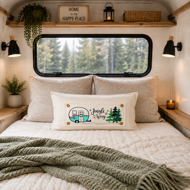 PANEL ONLY:  RECTANGLE Holiday Panel: Vintage, Winter, Jingle All The Way, Caravans, Wreath, Home Sweet Home, Home For The Holidays; CHRISTMAS CAMPER