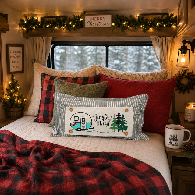 PANEL ONLY:  RECTANGLE Holiday Panel: Vintage, Winter, Jingle All The Way, Caravans, Wreath, Home Sweet Home, Home For The Holidays; CHRISTMAS CAMPER