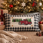 PANEL ONLY:  RECTANGLE Holiday Panel: Winter, Trees,  Father's Day Dad  Vintage; Christmas Red Buffalo PLAID TREE TRUCK