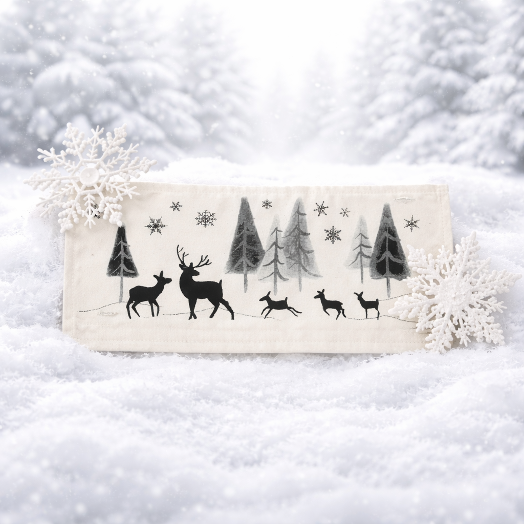 PANEL ONLY: 
RECTANGLE Seasonal Panel: Winter January Decor Peace Forest Timberland Woodland Backwoods Grove Buck Thicket Tree Silent Night Wandering Wonderland DEER