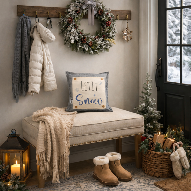 PANEL ONLY: 
SQUARE Glitter Seasonal Panel: Winter Blue Ice Sparkle Twinkle Bling Glitz Confetti Christmas; LET IT SNOW