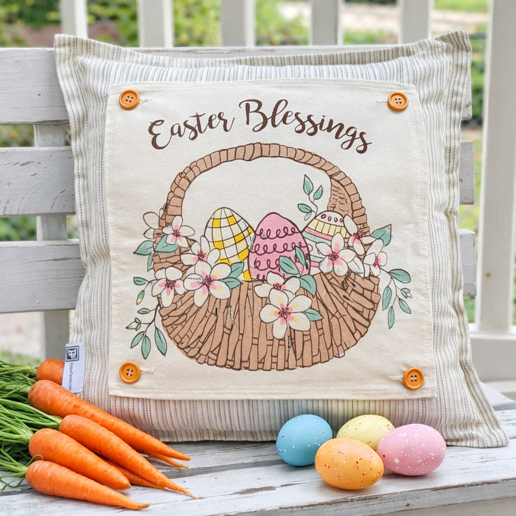 PILLOW ONLY: SQUARE Ticking Stripes Pillow;  CREAM/BLACK/TAN TICKING STRIPES PILLOW (with insert)