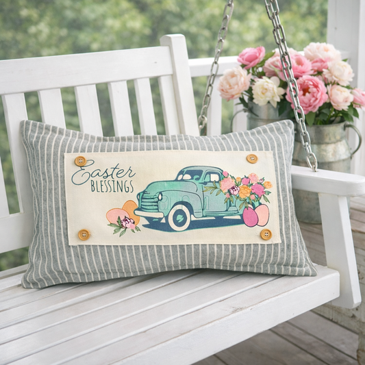 PANEL ONLY: RECTANGLE Spring, Summer, Floral, Eggs, Pastel, Blessings, Father's Day; EASTER VINTAGE TRUCK